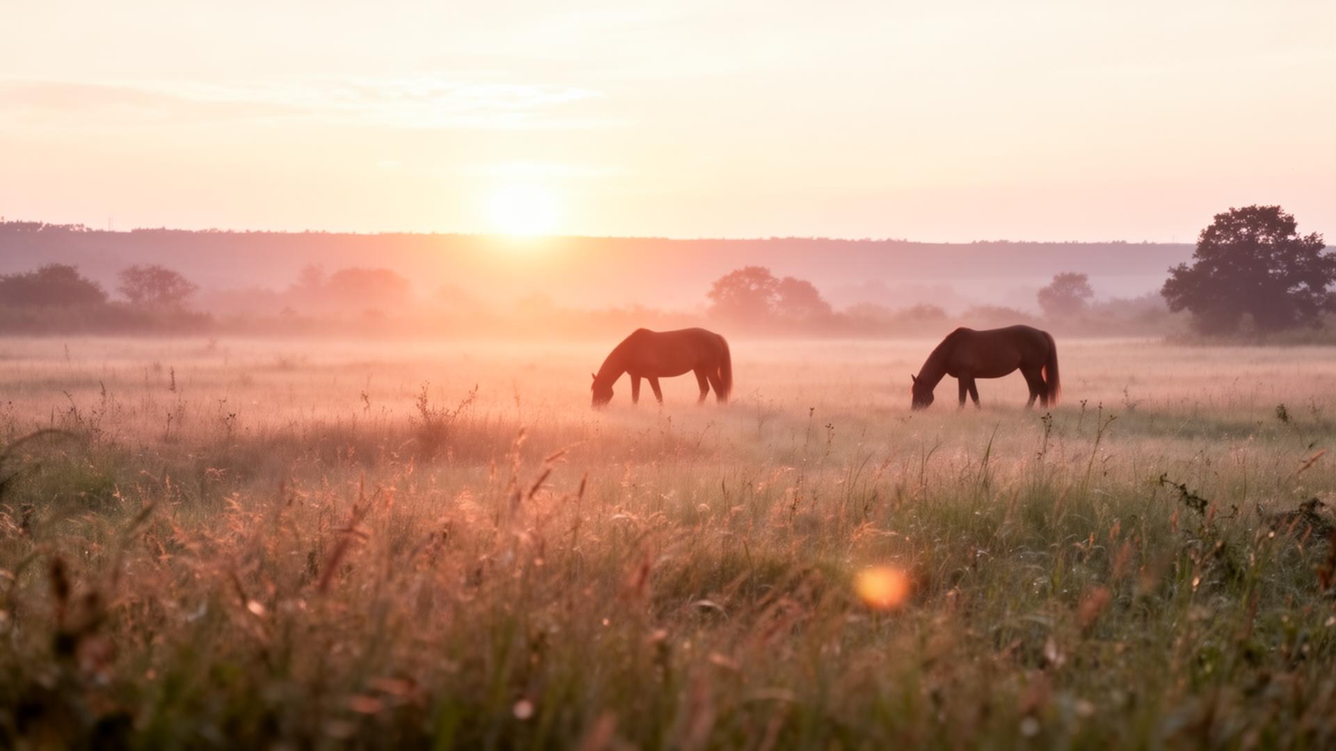 Naplemente lovakkal a pilisi mezőn